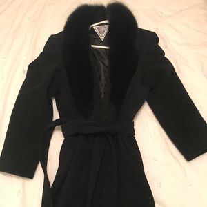 Marvin Richards wool coat with fur trim size 12